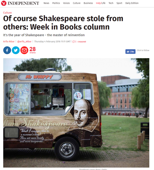 Of course Shakespeare stole from others  Week in Books column   The Independent.png