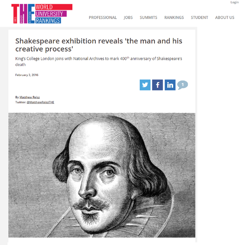 Shakespeare exhibition reveals  the man and his creative process    Times Higher Education  THE .png