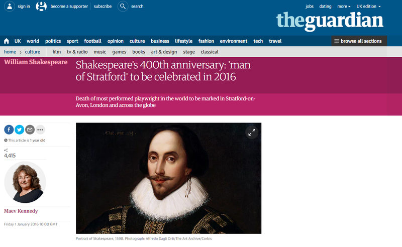 Shakespeare s 400th anniversary   man of Stratford  to be celebrated in 2016   Culture   The Guardian.png
